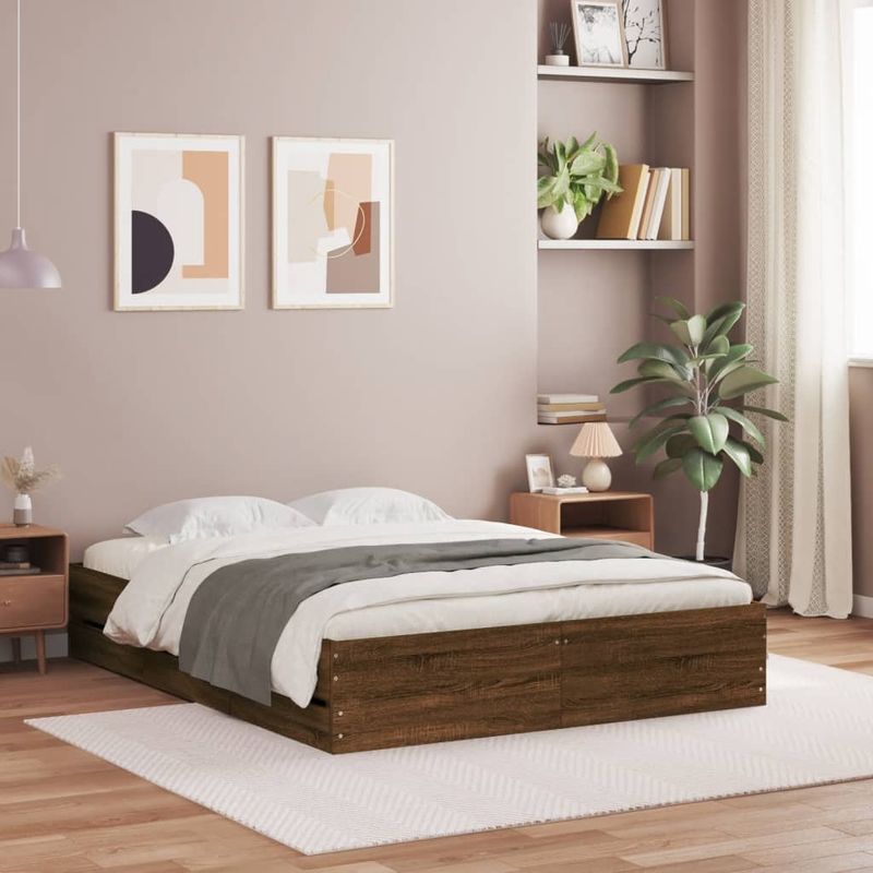 Casa si Gradina - Mobilier - Paturi si accesorii - Paturi - Cadru pat cu sertare stejar maro 120x190 cm lemn prelucrat - Infinity.ro