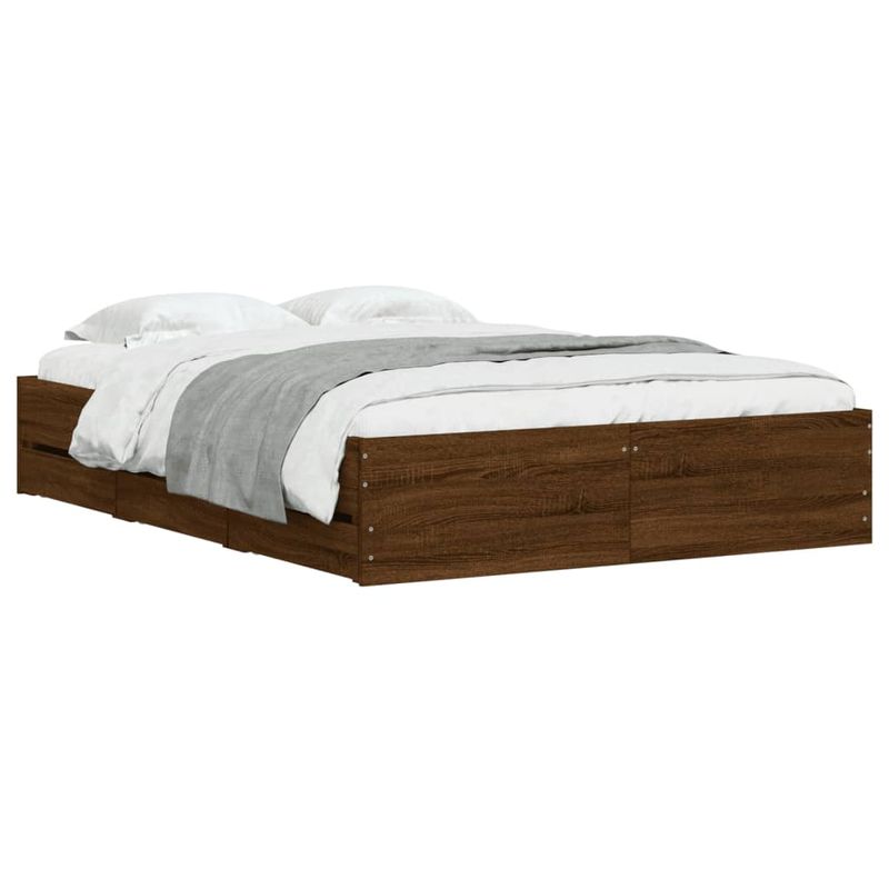 Casa si Gradina - Mobilier - Paturi si accesorii - Paturi - Cadru pat cu sertare stejar maro 120x190 cm lemn prelucrat - Infinity.ro