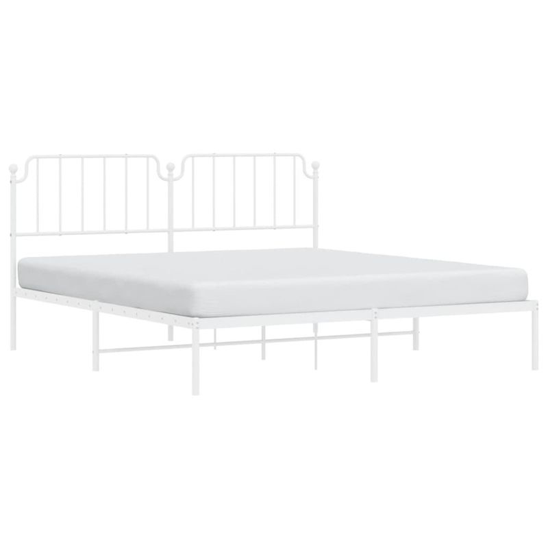 Casa si Gradina - Mobilier - Paturi si accesorii - Paturi - Cadru de pat metalic cu tablie, alb, 183x213 cm - Infinity.ro