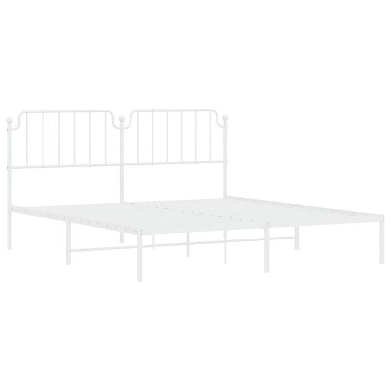 Casa si Gradina - Mobilier - Paturi si accesorii - Paturi - Cadru de pat metalic cu tablie, alb, 183x213 cm - Infinity.ro
