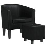 Casa si Gradina - Mobilier - Scaune si fotolii - Fotolii - Fotoliu tip cuva cu taburet, negru, piele ecologica - Infinity.ro
