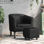 Casa si Gradina - Mobilier - Scaune si fotolii - Fotolii - Fotoliu tip cuva cu taburet, negru, piele ecologica - Infinity.ro