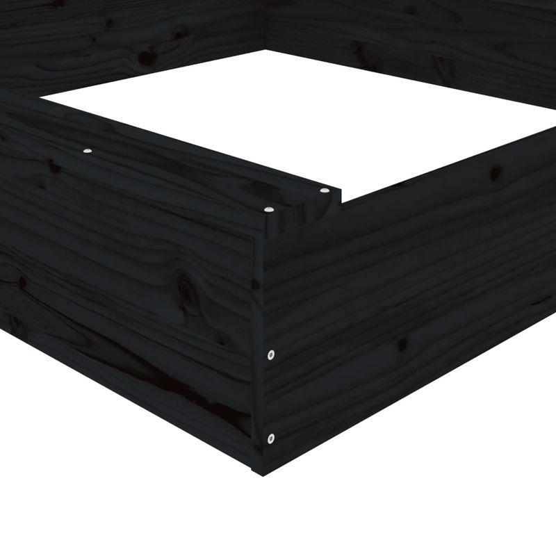 Jucarii, Copii si Bebe - Jucarii si jocuri - Jucarii de exterior - Casute si corturi copii - Cutie de nisip patrata cu scaune, negru, lemn masiv de pin, mărime 111x111x20 cm - Infinity.ro