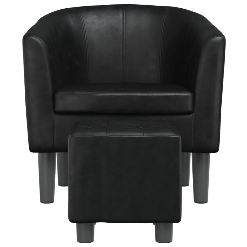 Casa si Gradina - Mobilier - Scaune si fotolii - Fotolii - Fotoliu tip cuva cu taburet, negru, piele ecologica - Infinity.ro