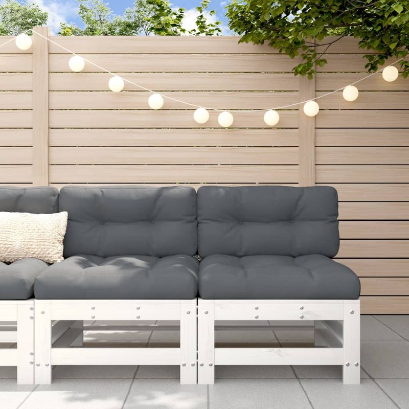 Casa si Gradina - Gradina si terasa - Mobilier exterior - Canapele si fotolii gradina - Canapele de mijloc pentru gradina, 2 buc., alb, lemn masiv pin - Infinity.ro