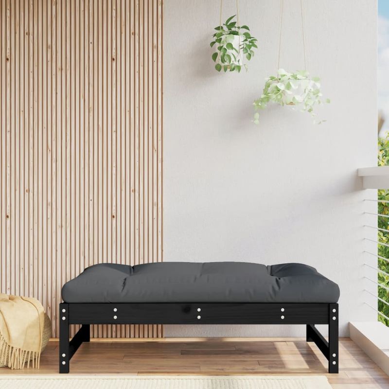 Casa si Gradina - Gradina si terasa - Mobilier exterior - Canapele si fotolii gradina - Taburet de gradina, 120x80 cm, negru, lemn masiv de pin - Infinity.ro