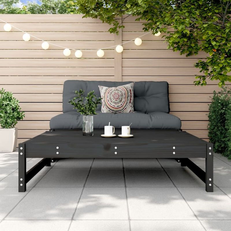 Casa si Gradina - Gradina si terasa - Mobilier exterior - Canapele si fotolii gradina - Taburet de gradina, 120x80 cm, negru, lemn masiv de pin - Infinity.ro