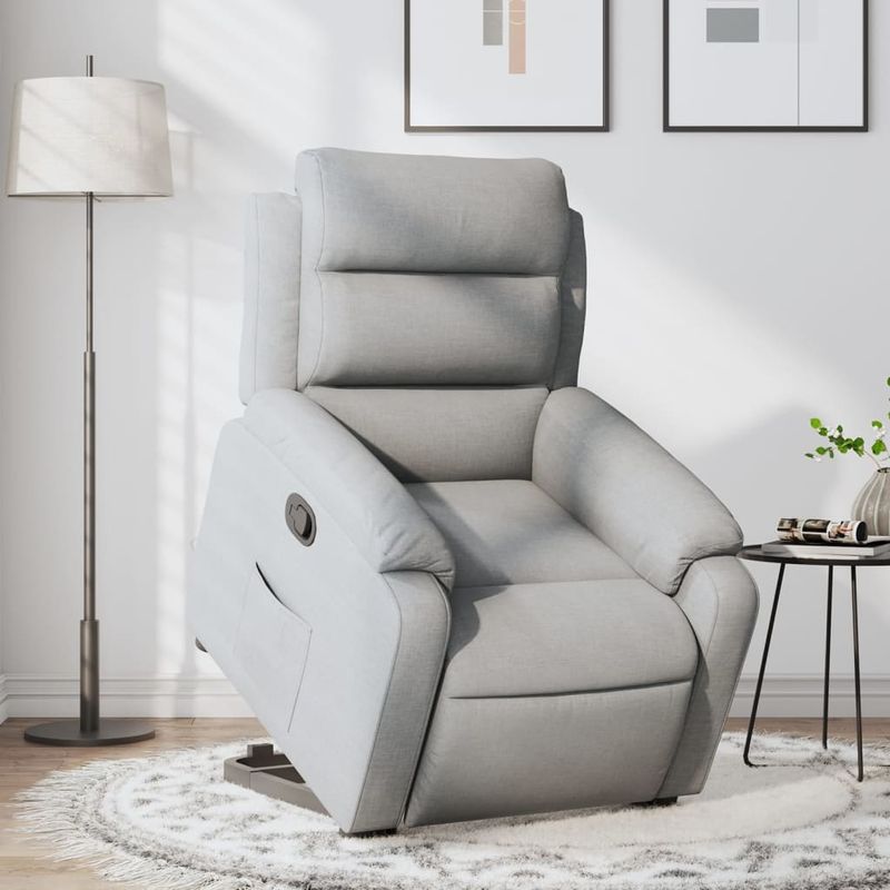 Casa si Gradina - Mobilier - Scaune si fotolii - Fotolii - Fotoliu rabatabil cu ridicare, gri deschis, material textil - Infinity.ro