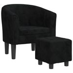 Casa si Gradina - Mobilier - Scaune si fotolii - Fotolii - Fotoliu tip cuva cu taburet, negru, catifea - Infinity.ro