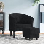 Casa si Gradina - Mobilier - Scaune si fotolii - Fotolii - Fotoliu tip cuva cu taburet, negru, catifea - Infinity.ro