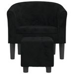 Casa si Gradina - Mobilier - Scaune si fotolii - Fotolii - Fotoliu tip cuva cu taburet, negru, catifea - Infinity.ro