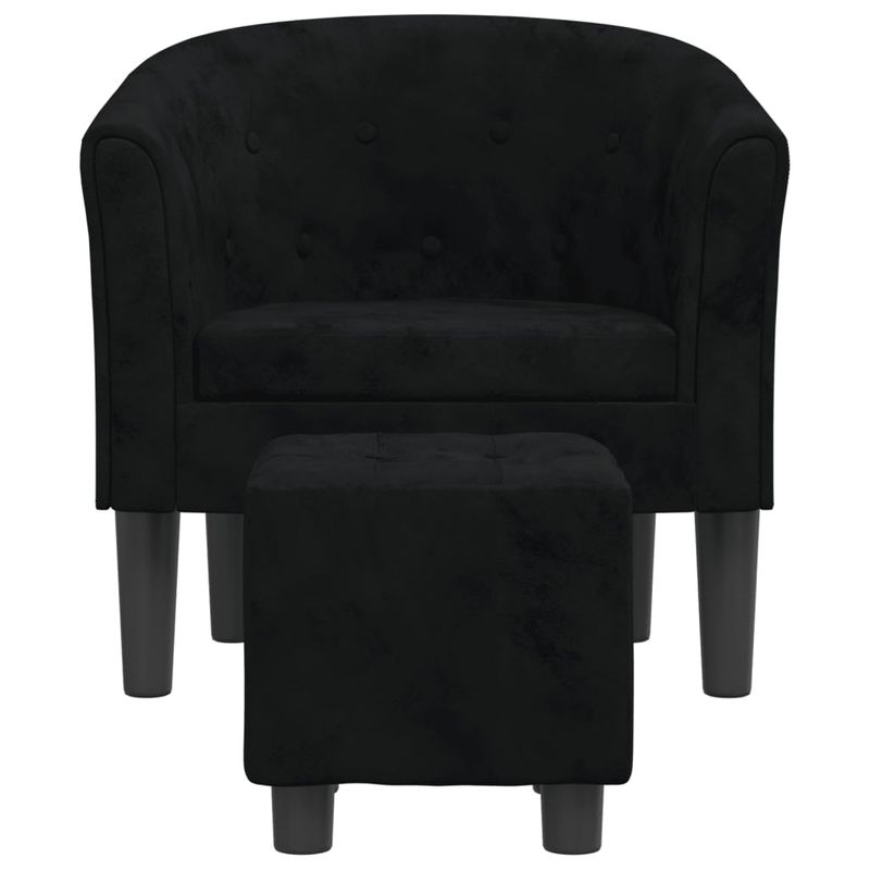 Casa si Gradina - Mobilier - Scaune si fotolii - Fotolii - Fotoliu tip cuva cu taburet, negru, catifea - Infinity.ro