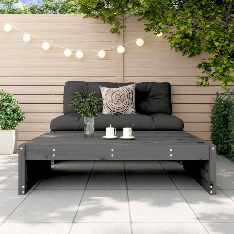 Casa si Gradina - Gradina si terasa - Mobilier exterior - Canapele si fotolii gradina - Taburet de gradina, 120x80 cm, gri, lemn masiv de pin - Infinity.ro