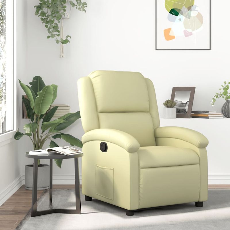Casa si Gradina - Mobilier - Scaune si fotolii - Fotolii - Fotoliu rabatabil, crem, piele naturala - Infinity.ro