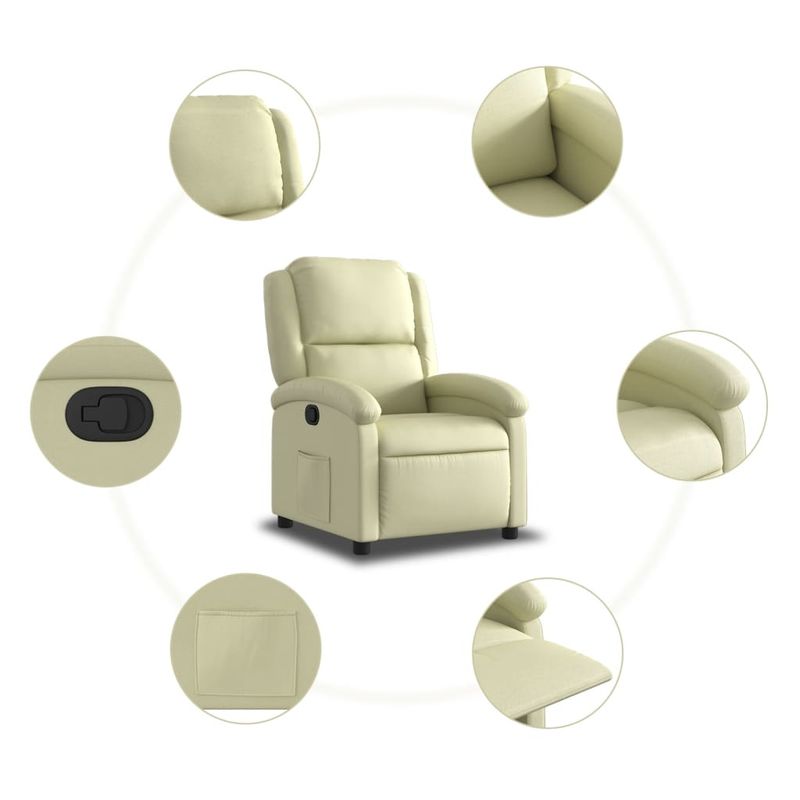 Casa si Gradina - Mobilier - Scaune si fotolii - Fotolii - Fotoliu rabatabil, crem, piele naturala - Infinity.ro