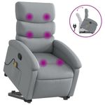 Ingrijire personala si Cosmetice - Sanatate si wellness - Articole wellness - Fotolii de masaj - Fotoliu de masaj rabatabil cu ridicare, gri deschis, textil - Infinity.ro