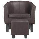 Casa si Gradina - Mobilier - Scaune si fotolii - Fotolii - Fotoliu tip cuva cu taburet, maro, piele ecologica - Infinity.ro