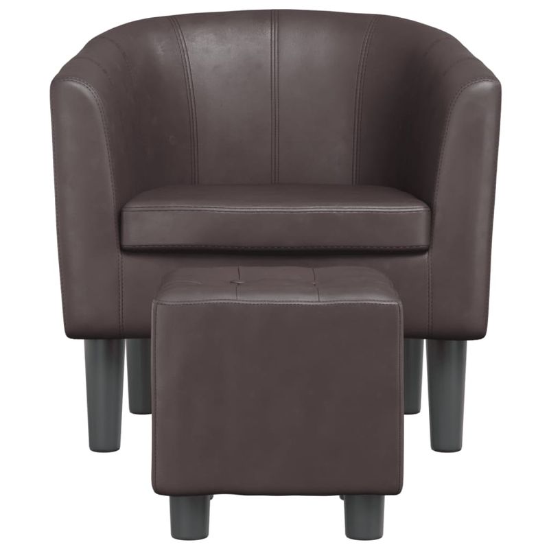 Casa si Gradina - Mobilier - Scaune si fotolii - Fotolii - Fotoliu tip cuva cu taburet, maro, piele ecologica - Infinity.ro