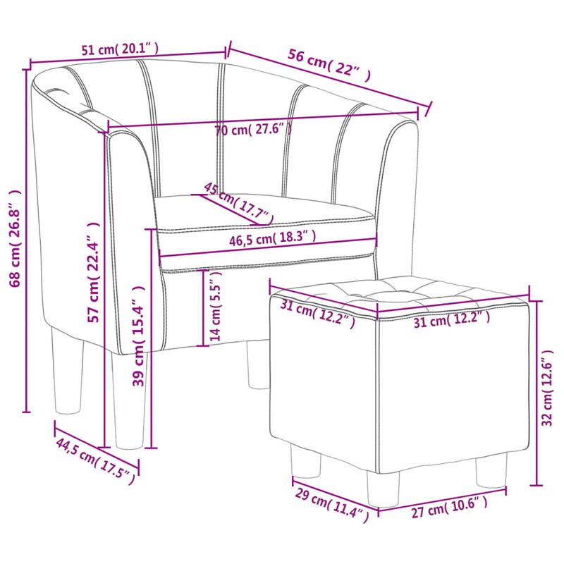 Casa si Gradina - Mobilier - Scaune si fotolii - Fotolii - Fotoliu tip cuva cu taburet, maro, piele ecologica - Infinity.ro