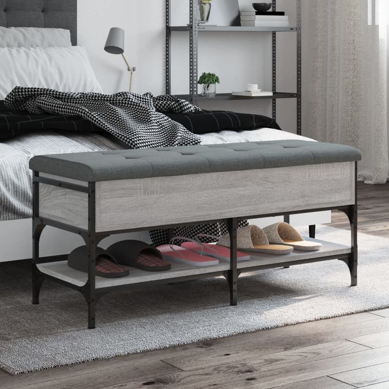 Casa si Gradina - Mobilier - Organizare si depozitare - Bancute - Banca de pantofi, gri sonoma, 102x42x45 cm, lemn prelucrat - Infinity.ro