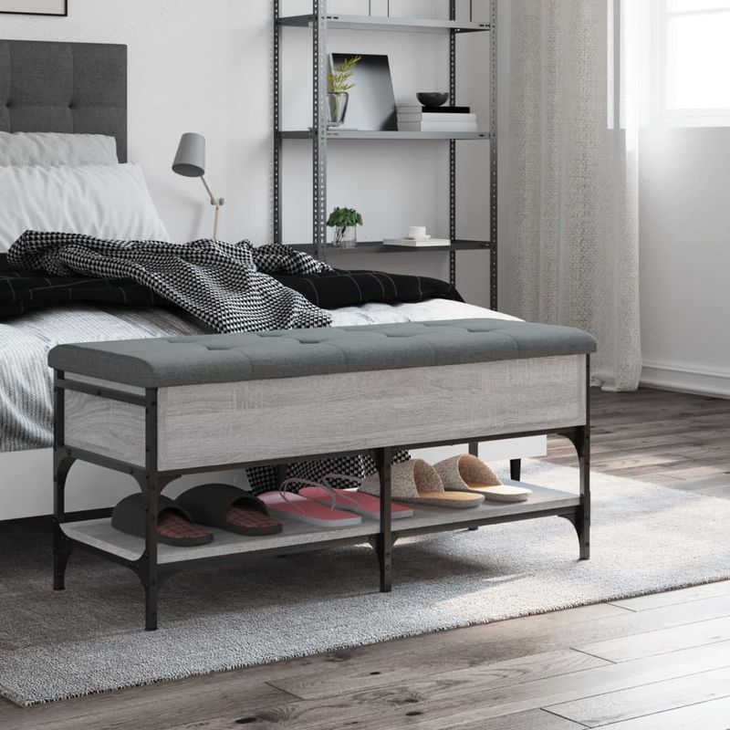 Casa si Gradina - Mobilier - Organizare si depozitare - Bancute - Banca de pantofi, gri sonoma, 102x42x45 cm, lemn prelucrat - Infinity.ro