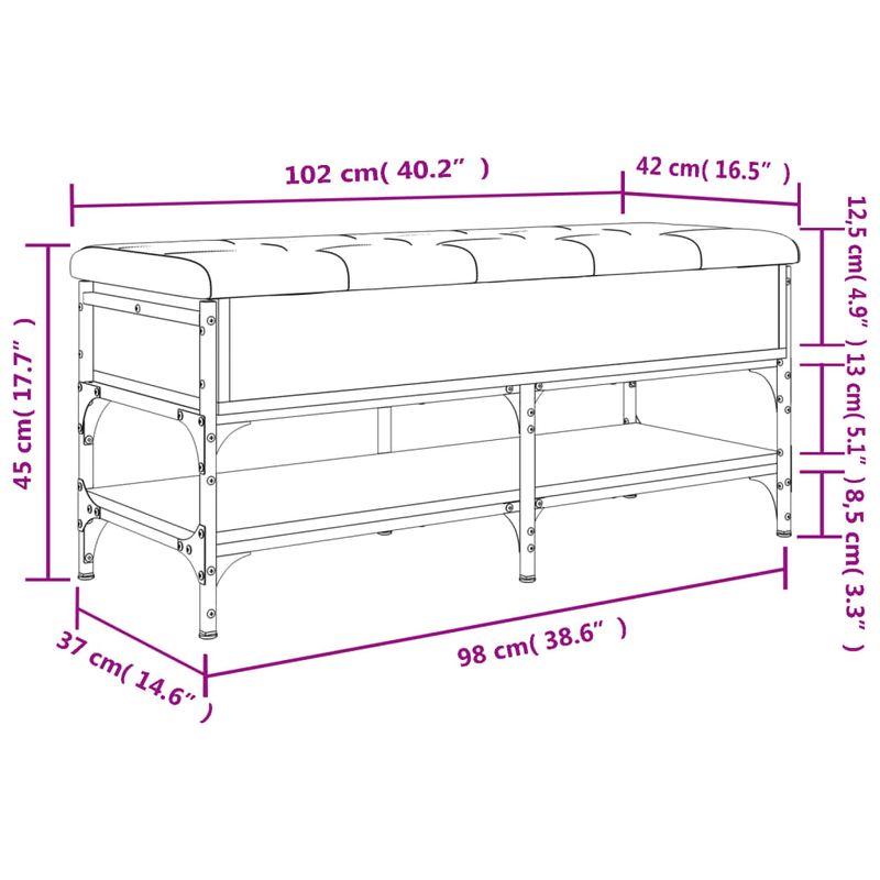 Casa si Gradina - Mobilier - Organizare si depozitare - Bancute - Banca de pantofi, gri sonoma, 102x42x45 cm, lemn prelucrat - Infinity.ro