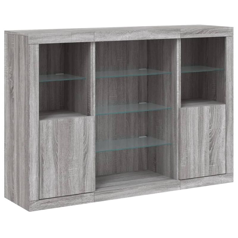 Casa si Gradina - Mobilier - Comode si corpuri - Comode - Servanta cu lumini LED, 3 buc., gri sonoma, lemn prelucrat - Infinity.ro