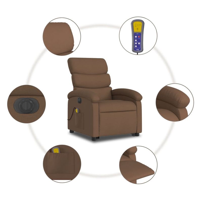 Ingrijire personala si Cosmetice - Sanatate si wellness - Articole wellness - Fotolii de masaj - Fotoliu electric de masaj rabatabil cu ridicare, maro, textil - Infinity.ro