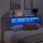 Casa si Gradina - Mobilier - Paturi si accesorii - Accesorii paturi - Tablie de pat cu LED, gri sonoma, 220x18,5x103,5 cm, lemn - Infinity.ro