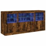 Casa si Gradina - Mobilier - Comode si corpuri - Comode - Servanta cu lumini LED, stejar fumuriu, 142,5x37x67 cm - Infinity.ro