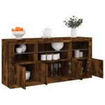 Casa si Gradina - Mobilier - Comode si corpuri - Comode - Servanta cu lumini LED, stejar fumuriu, 142,5x37x67 cm - Infinity.ro