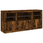 Casa si Gradina - Mobilier - Comode si corpuri - Comode - Servanta cu lumini LED, stejar fumuriu, 142,5x37x67 cm - Infinity.ro
