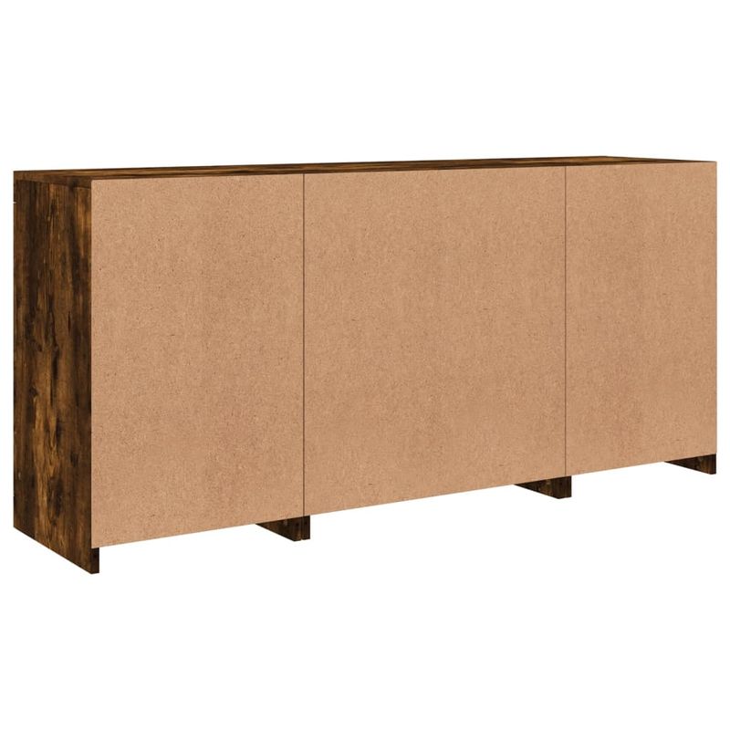 Casa si Gradina - Mobilier - Comode si corpuri - Comode - Servanta cu lumini LED, stejar fumuriu, 142,5x37x67 cm - Infinity.ro