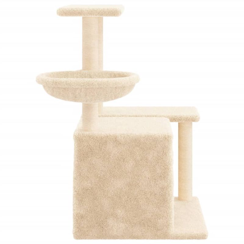 Petshop - Accesorii petshop - Jucarii animale - Ansambluri de joaca - Ansamblu de pisici cu stalpi din funie de sisal, crem, 83 cm - Infinity.ro