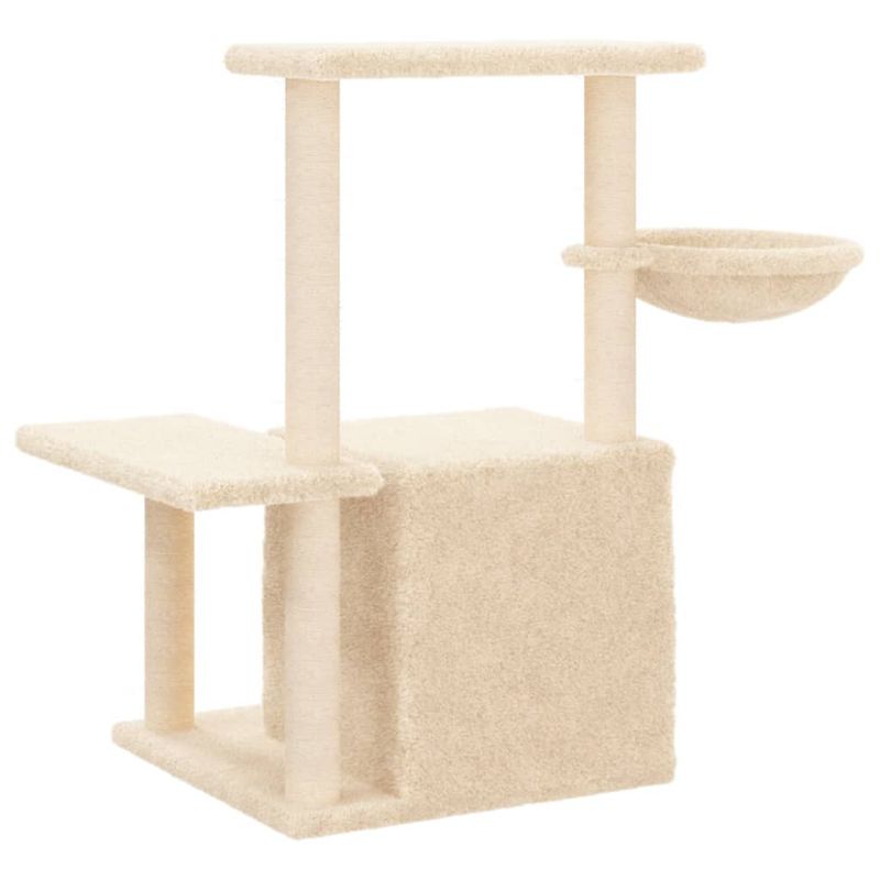 Petshop - Accesorii petshop - Jucarii animale - Ansambluri de joaca - Ansamblu de pisici cu stalpi din funie de sisal, crem, 83 cm - Infinity.ro