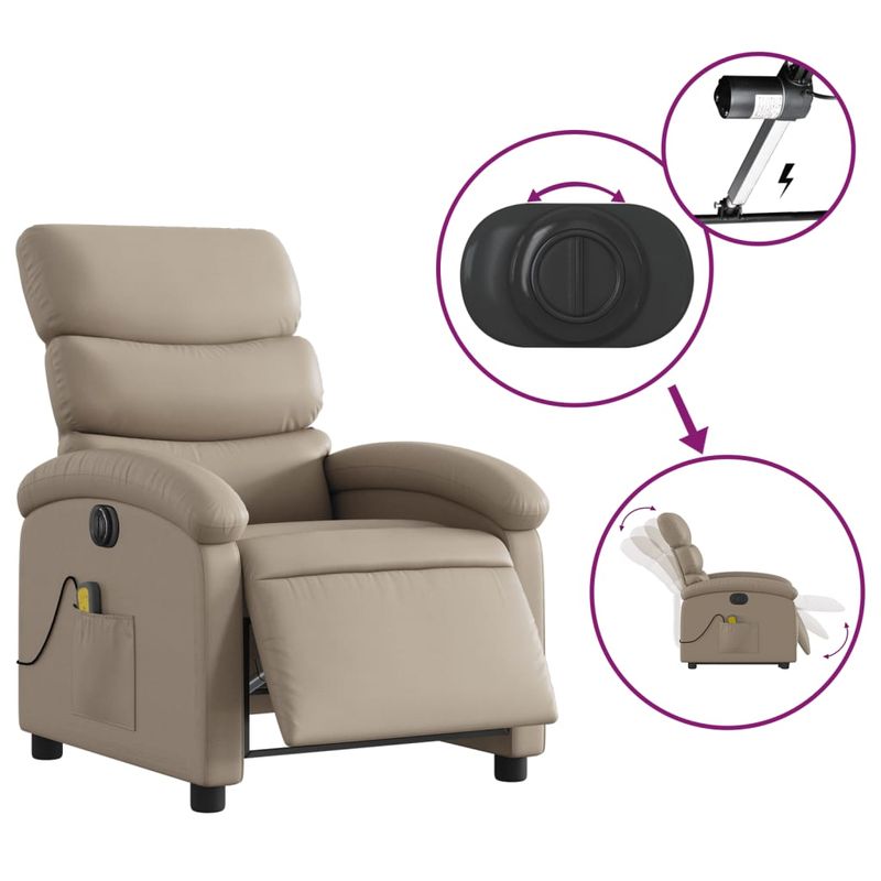 Ingrijire personala si Cosmetice - Sanatate si wellness - Articole wellness - Fotolii de masaj - Fotoliu electric masaj rabatabil, cappuccino, piele ecologica - Infinity.ro