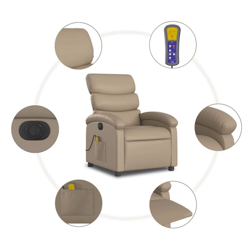 Ingrijire personala si Cosmetice - Sanatate si wellness - Articole wellness - Fotolii de masaj - Fotoliu electric masaj rabatabil, cappuccino, piele ecologica - Infinity.ro