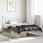 Casa si Gradina - Mobilier - Paturi si accesorii - Paturi - Cadru de pat din metal cu tablie, alb, 107x203 cm - Infinity.ro
