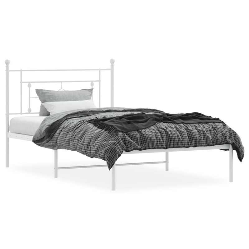 Casa si Gradina - Mobilier - Paturi si accesorii - Paturi - Cadru de pat din metal cu tablie, alb, 107x203 cm - Infinity.ro