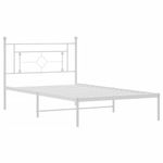 Casa si Gradina - Mobilier - Paturi si accesorii - Paturi - Cadru de pat din metal cu tablie, alb, 107x203 cm - Infinity.ro