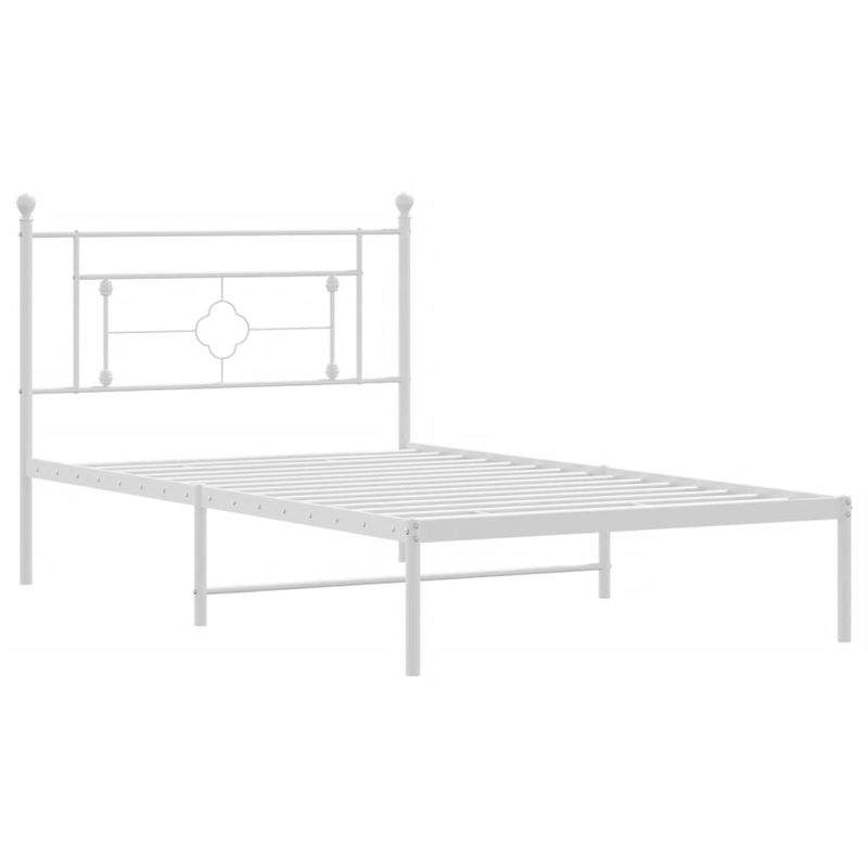 Casa si Gradina - Mobilier - Paturi si accesorii - Paturi - Cadru de pat din metal cu tablie, alb, 107x203 cm - Infinity.ro