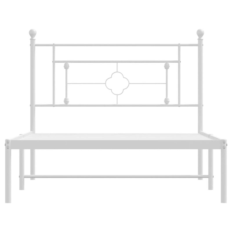 Casa si Gradina - Mobilier - Paturi si accesorii - Paturi - Cadru de pat din metal cu tablie, alb, 107x203 cm - Infinity.ro