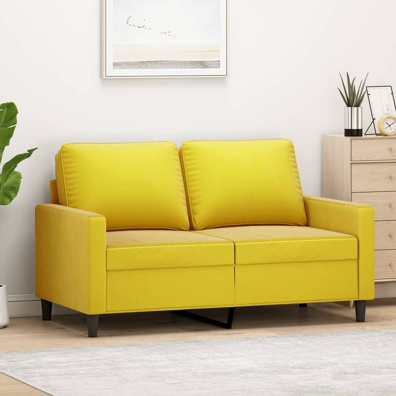 Casa si Gradina - Mobilier - Canapele si coltare - Canapele - Canapea cu 2 locuri, galben, 120 cm, catifea - Infinity.ro