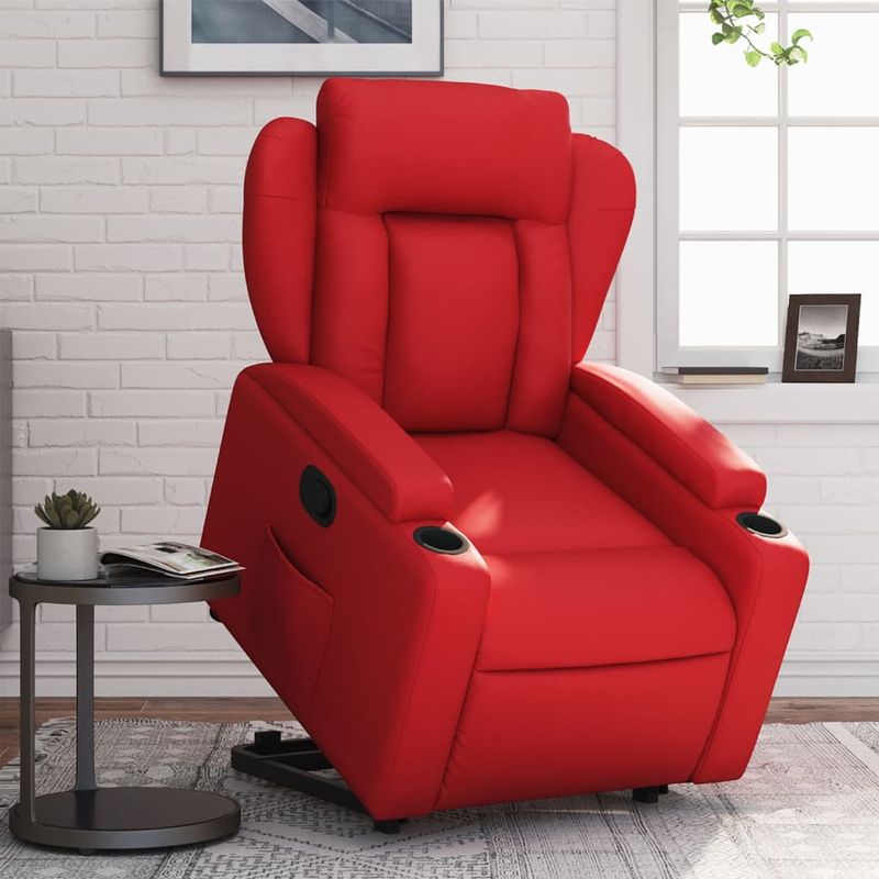 Casa si Gradina - Mobilier - Scaune si fotolii - Fotolii - Fotoliu rabatabil cu ridicare, rosu, piele ecologica - Infinity.ro