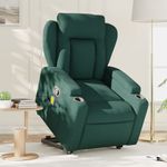 Ingrijire personala si Cosmetice - Sanatate si wellness - Articole wellness - Fotolii de masaj - Fotoliu rabatabil de masaj, cu ridicare, verde inchis, textil - Infinity.ro