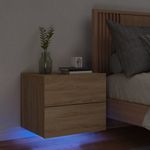 Casa si Gradina - Mobilier - Comode si corpuri - Noptiere - Noptiera montata pe perete cu lumini LED, stejar sonoma - Infinity.ro