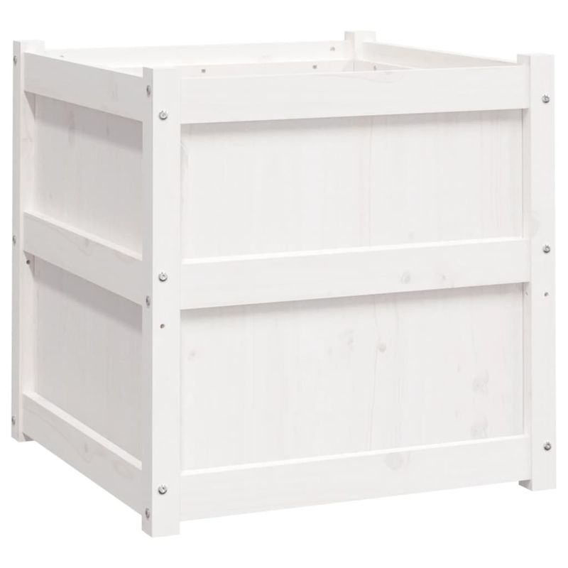 Casa si Gradina - Gradinarit si plante - Plante si ghivece - Ghivece si suporturi - Jardiniere de gradina, 2 buc., alb, lemn masiv de pin - Infinity.ro