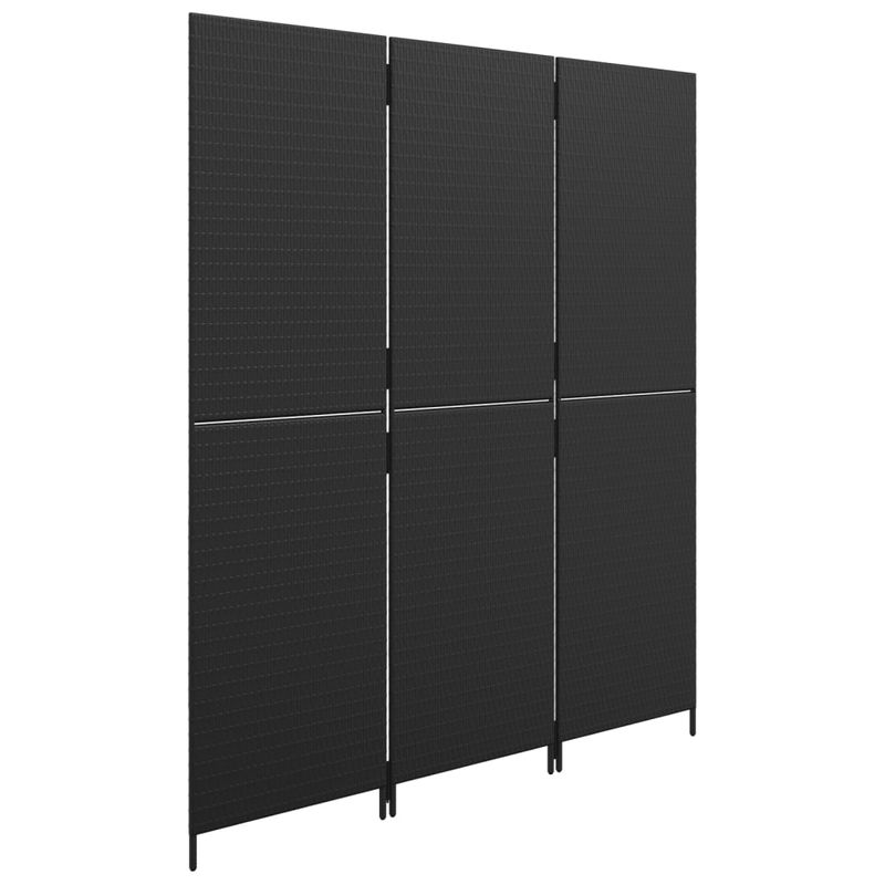 Casa si Gradina - Decoratiuni - Pereti despartitori si paravane - Separator de camera cu 3 panouri, negru, poliratan, model țesătură plină, mărime 147x180 cm - Infinity.ro