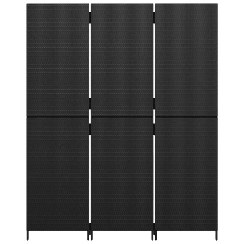 Casa si Gradina - Decoratiuni - Pereti despartitori si paravane - Separator de camera cu 3 panouri, negru, poliratan, model țesătură plină, mărime 147x180 cm - Infinity.ro