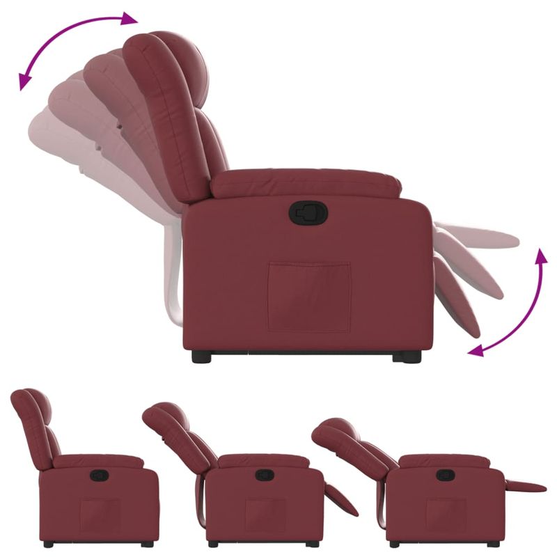 Casa si Gradina - Mobilier - Scaune si fotolii - Fotolii - Fotoliu rabatabil cu ridicare, rosu vin, piele ecologica - Infinity.ro